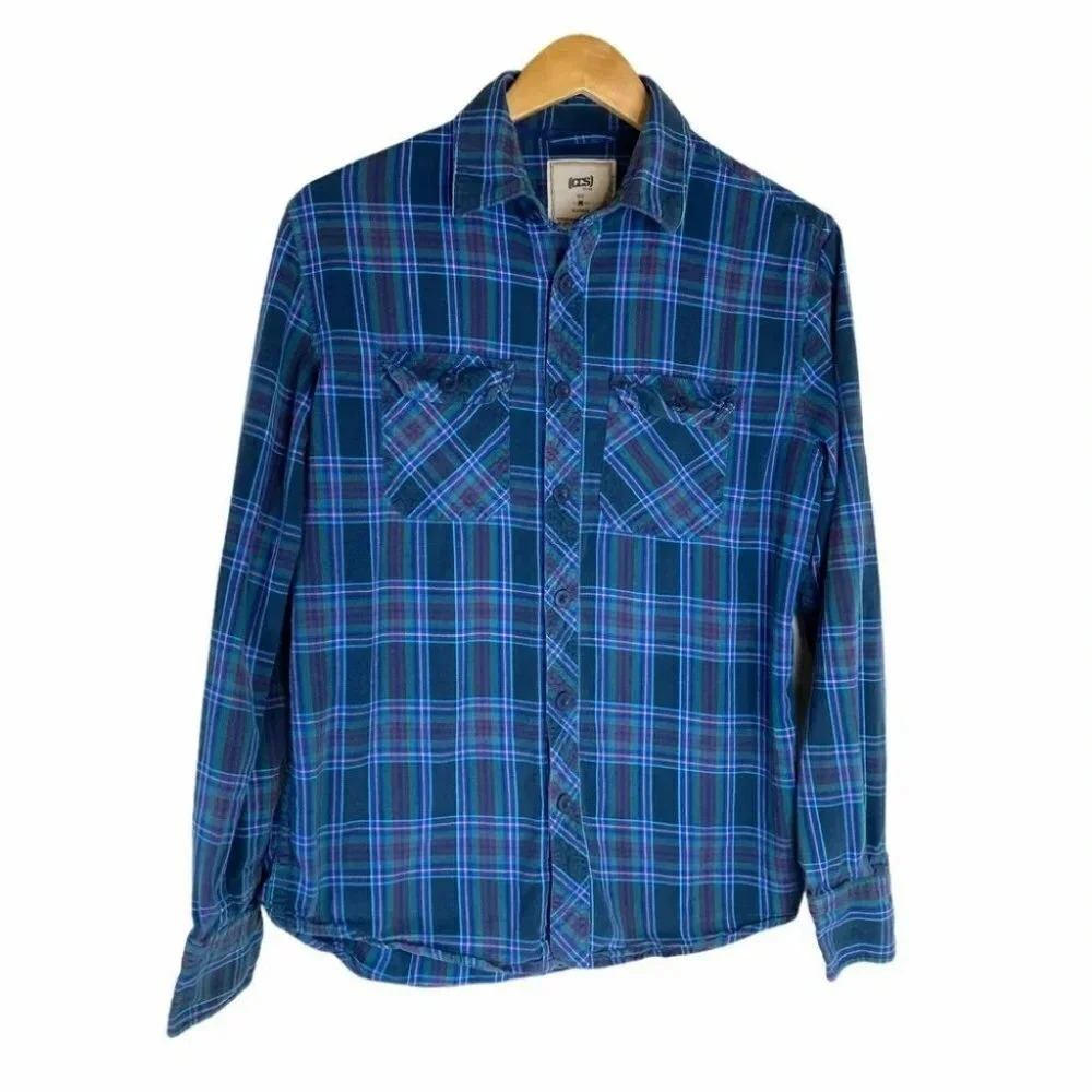 CCS M blue plaid cotton‎ flannel